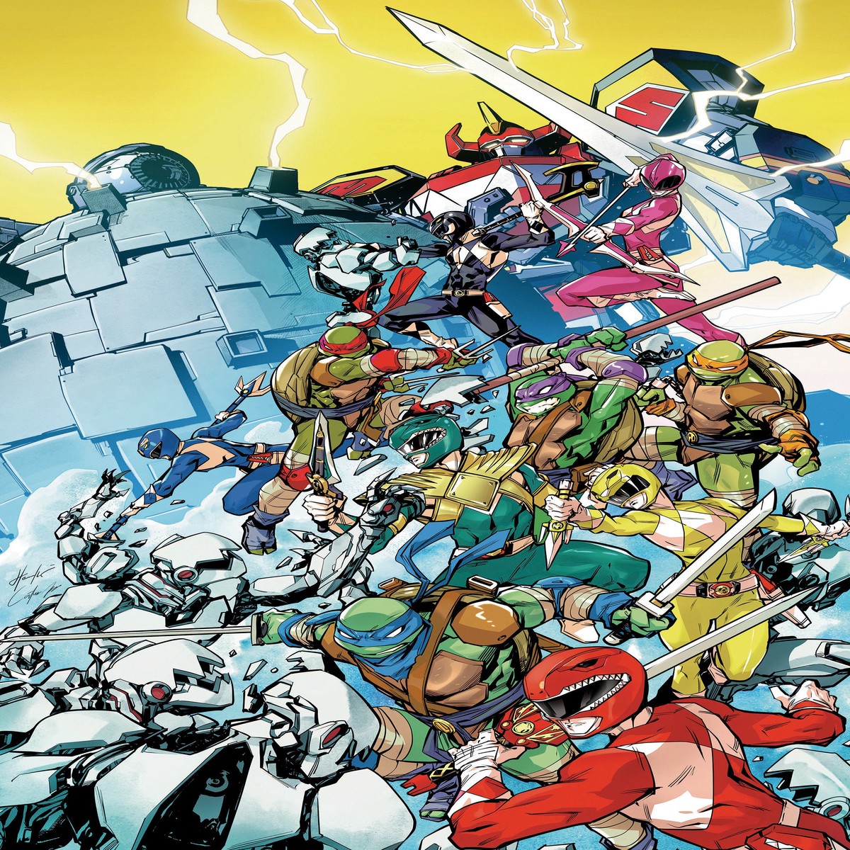 Mighty Morphin Power Rangers/Teenage Mutant Ninja Turtles III #4 K Unlimited Variant (Full Art, Prasetya)