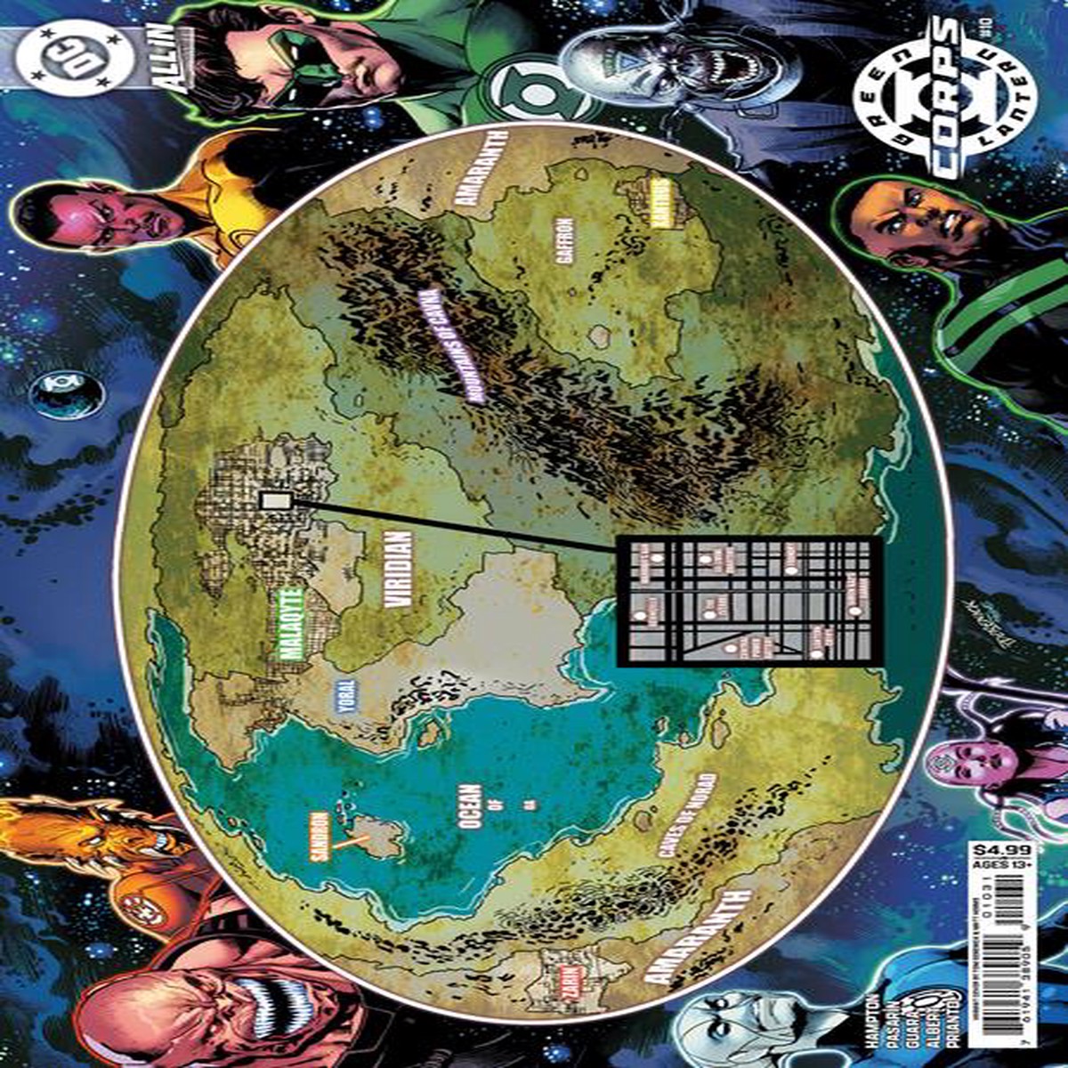 Green Lantern Corps #10 Cover C Tom Derenick Map Of Oa Card Stock Variant