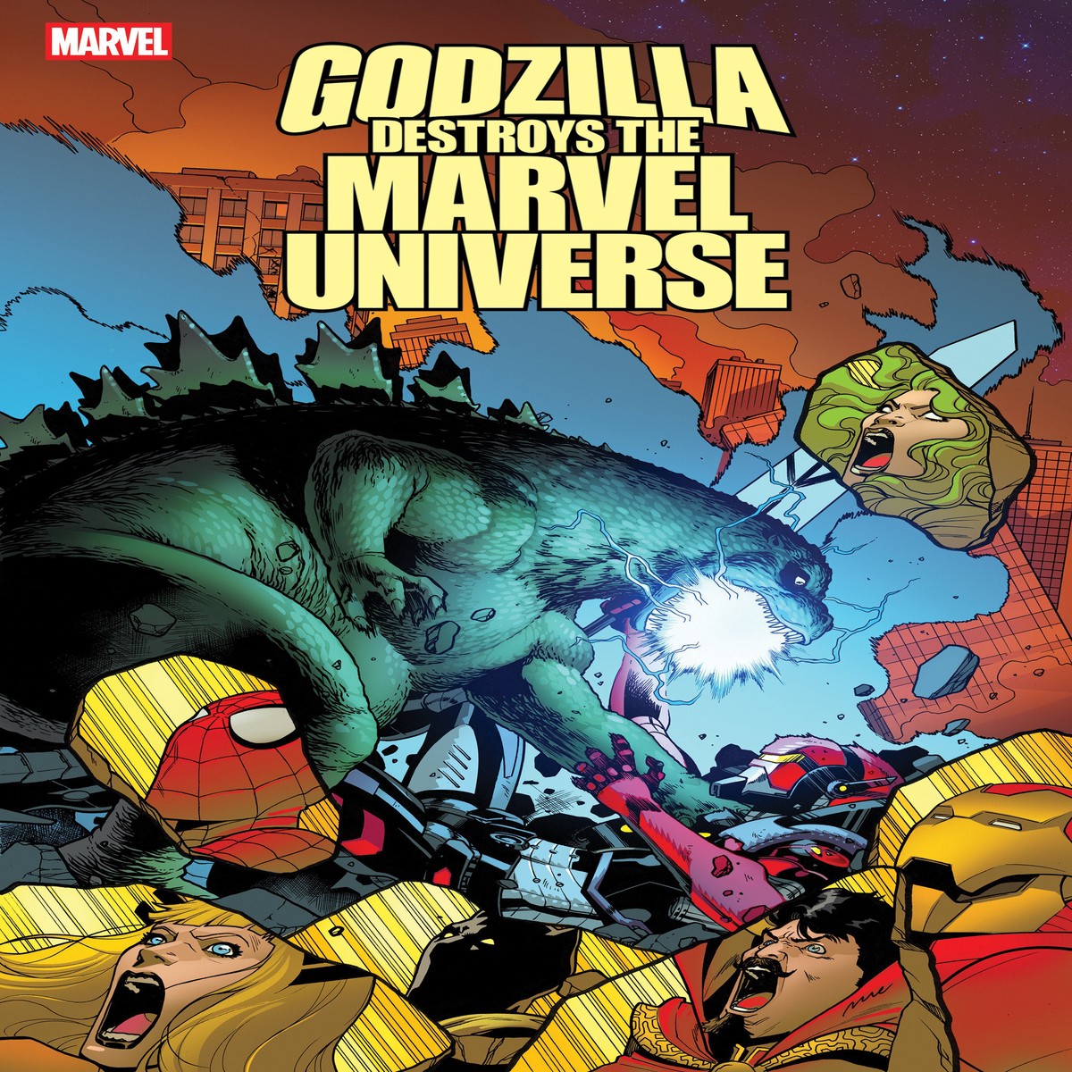 Godzilla Destroys The Marvel Universe #5 Pere Perez Variant