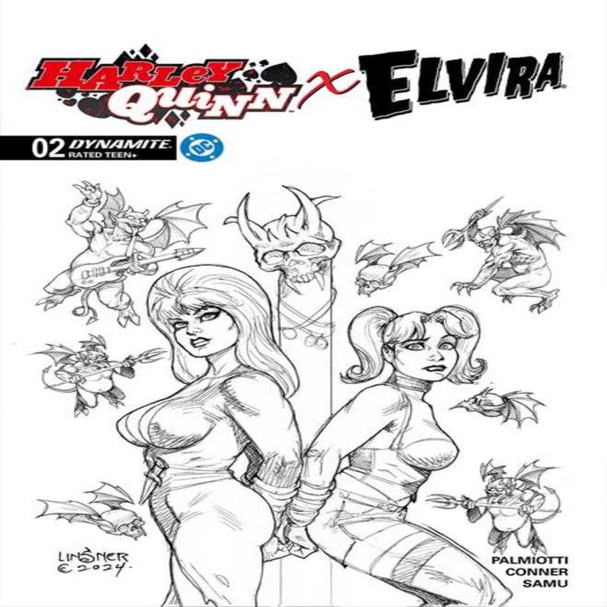 Harley Quinn X Elvira #2 Cover T Michael Linsner 1:7