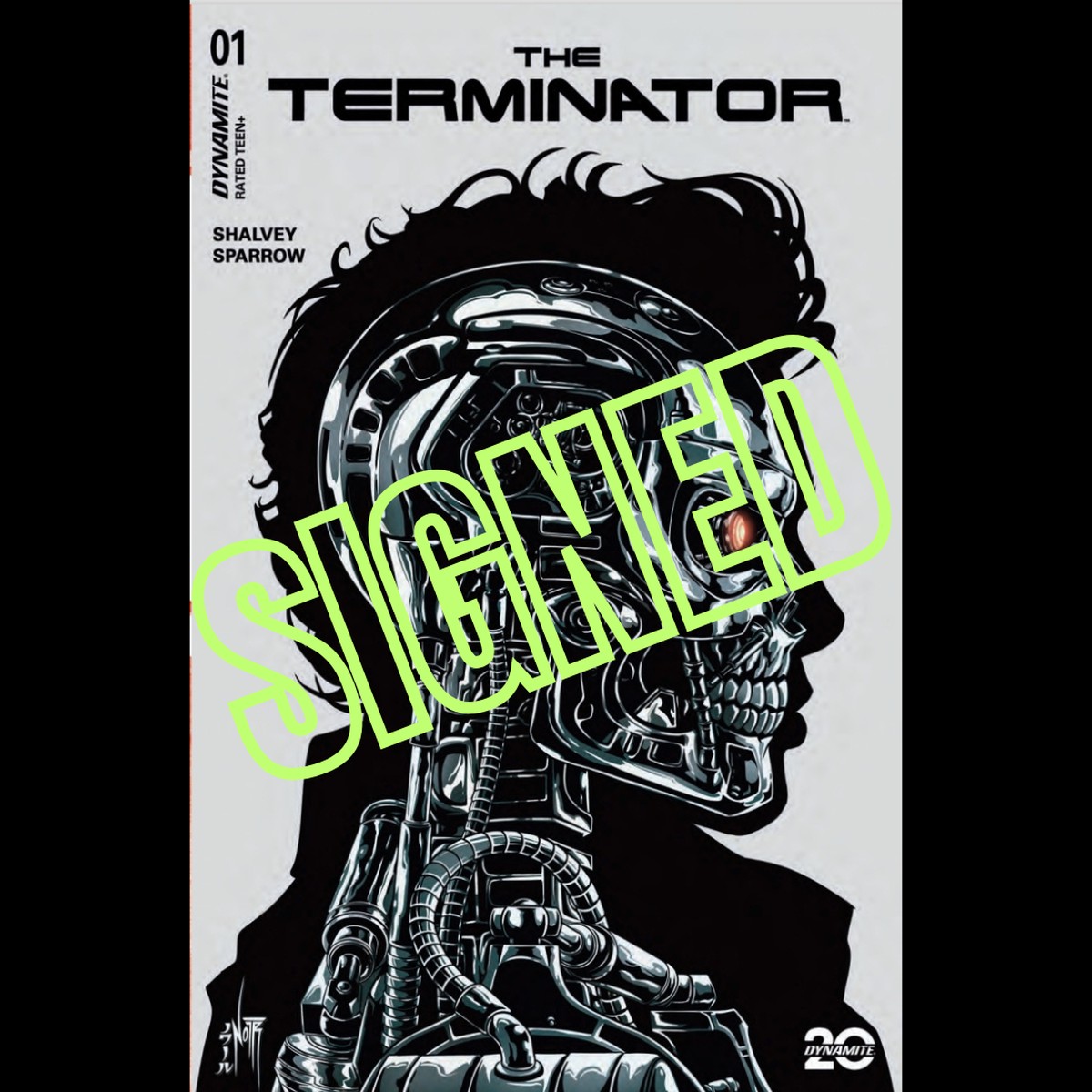 TERMINATOR #1 JORDAN NOIR METAL BLACK & WHITE VARIANT, SIGNED W COA
