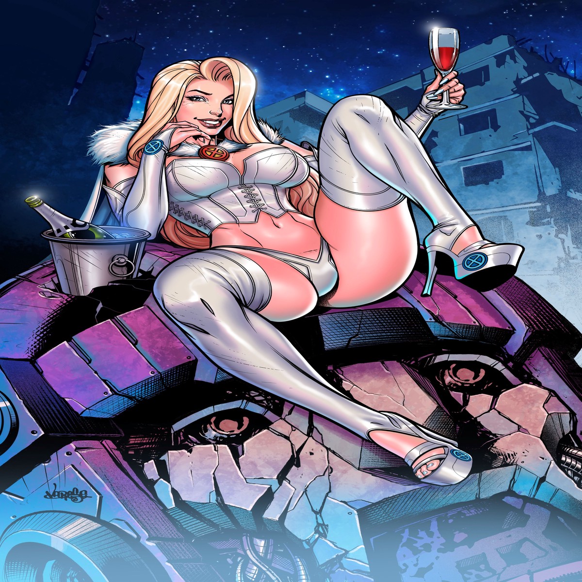 Slave Leia Steel Bikini Spectacular #4 Emma Frost Hellfire Holochrome LTD | Faro's Lounge