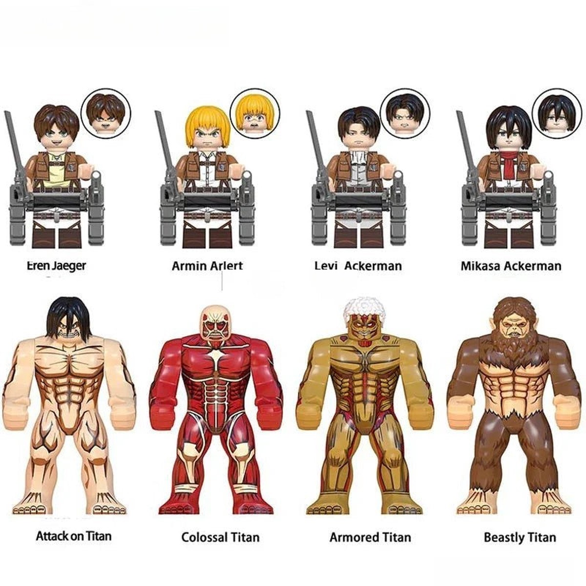 Attack on Titan Anime Minifigure Set of 8
