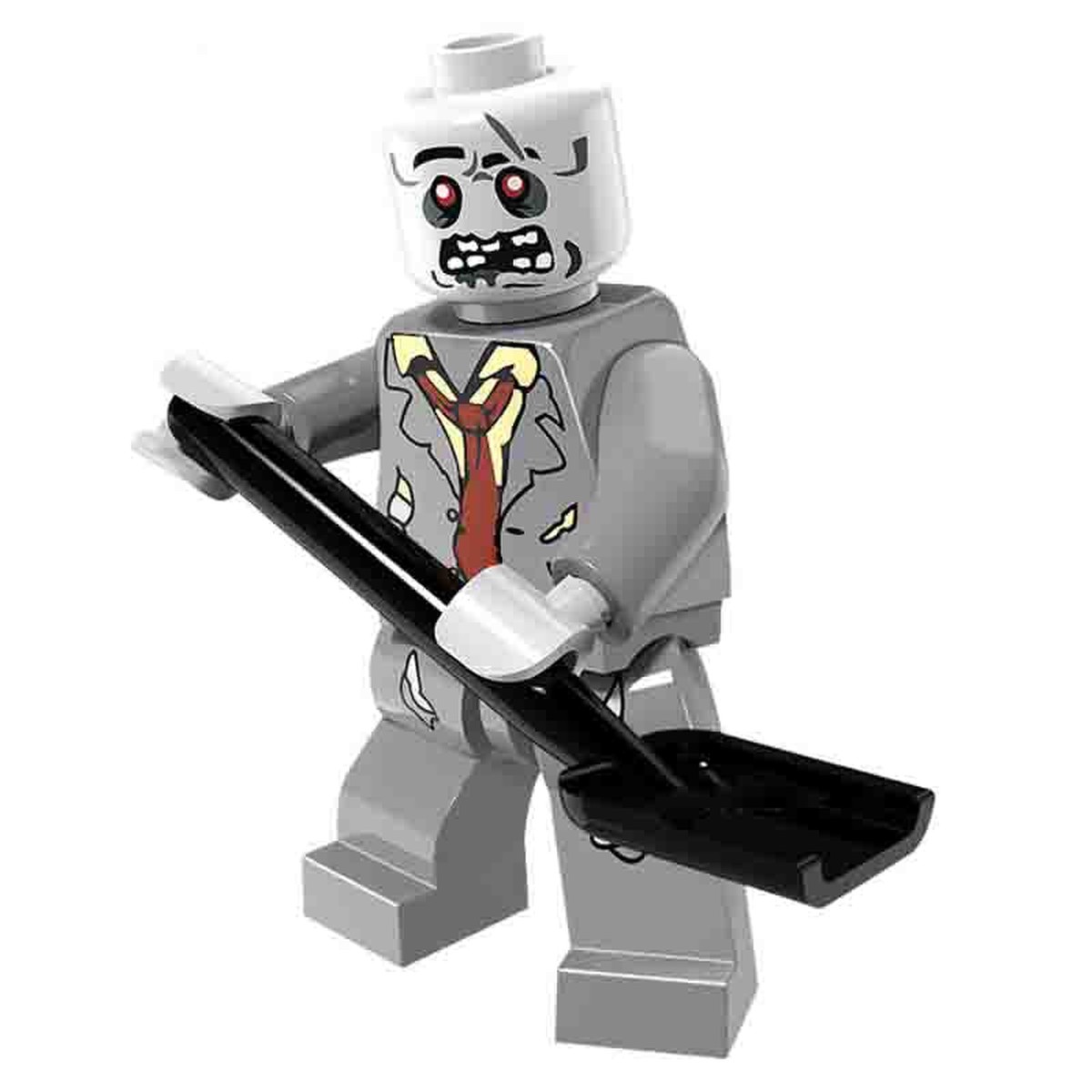 Zombie with Gray suit & shovel Minifigure Custom Horror Toys