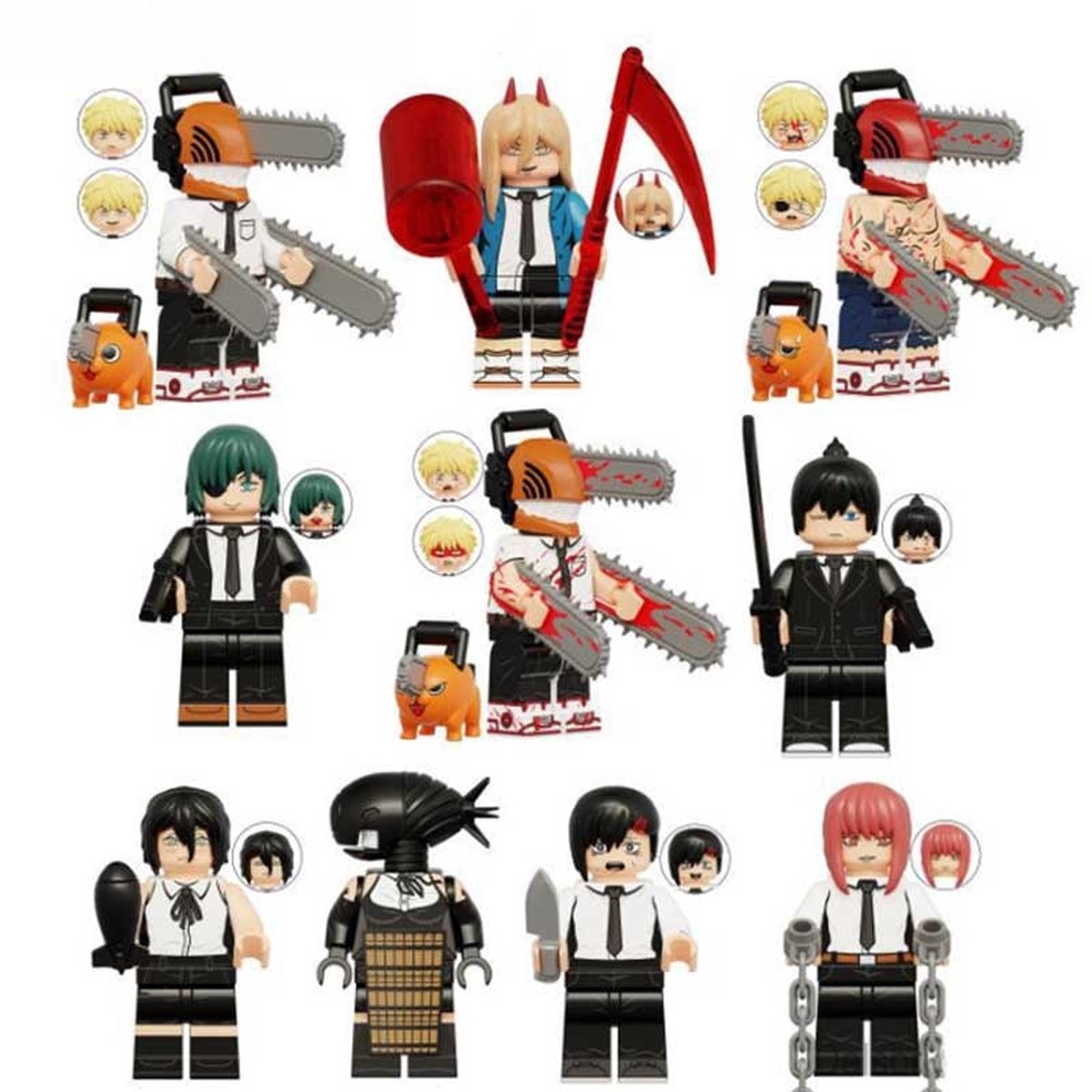 Chainsaw Man Anime Set of 10 Minifigure Compatible Custom Toys 2