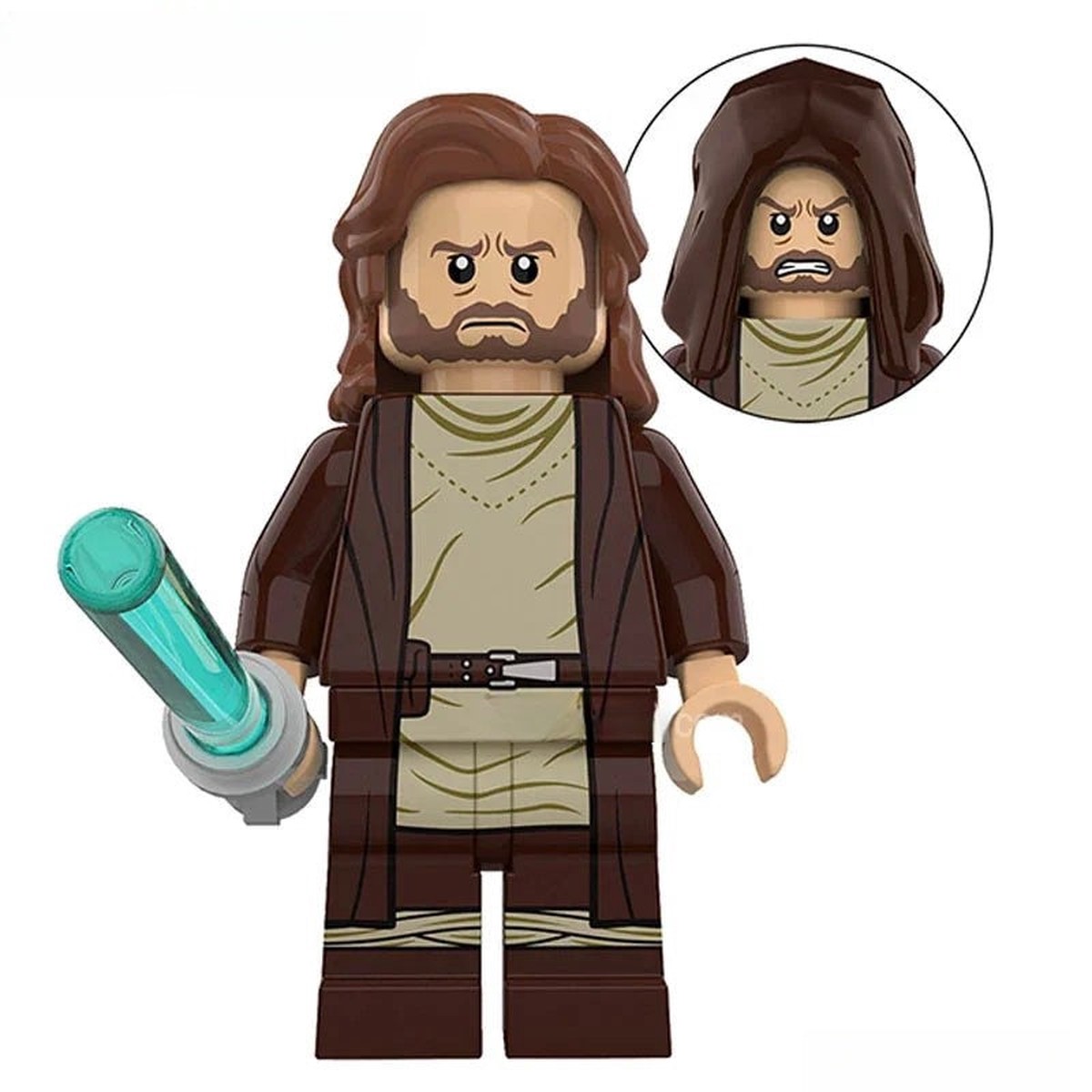 Obi Wan Kenobi with long hair Lego Star Wars Minifigures custom Toys