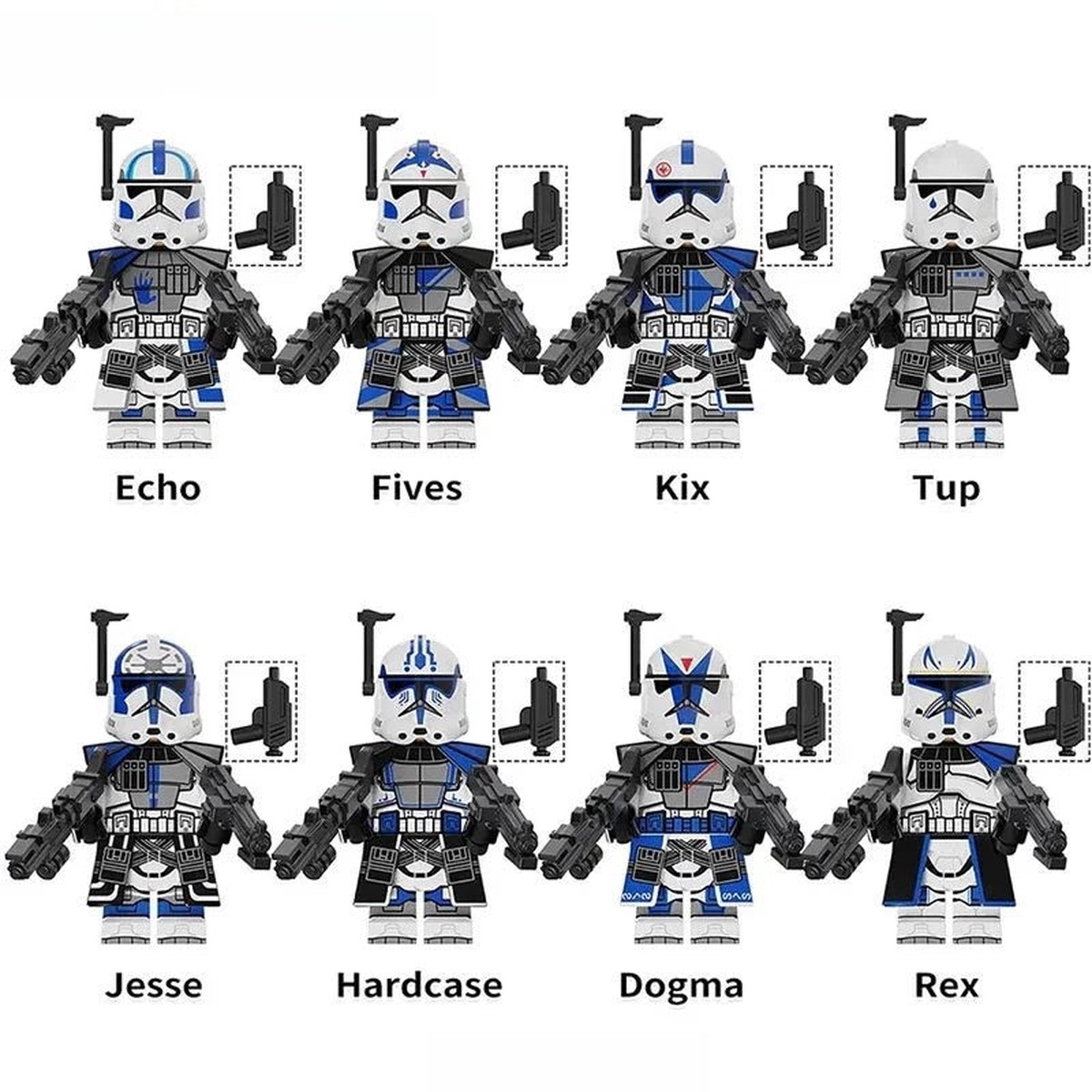 501st Legion Clone troopers Set of 8 | Lego Star Wars Minifigures Custom Toys 1
