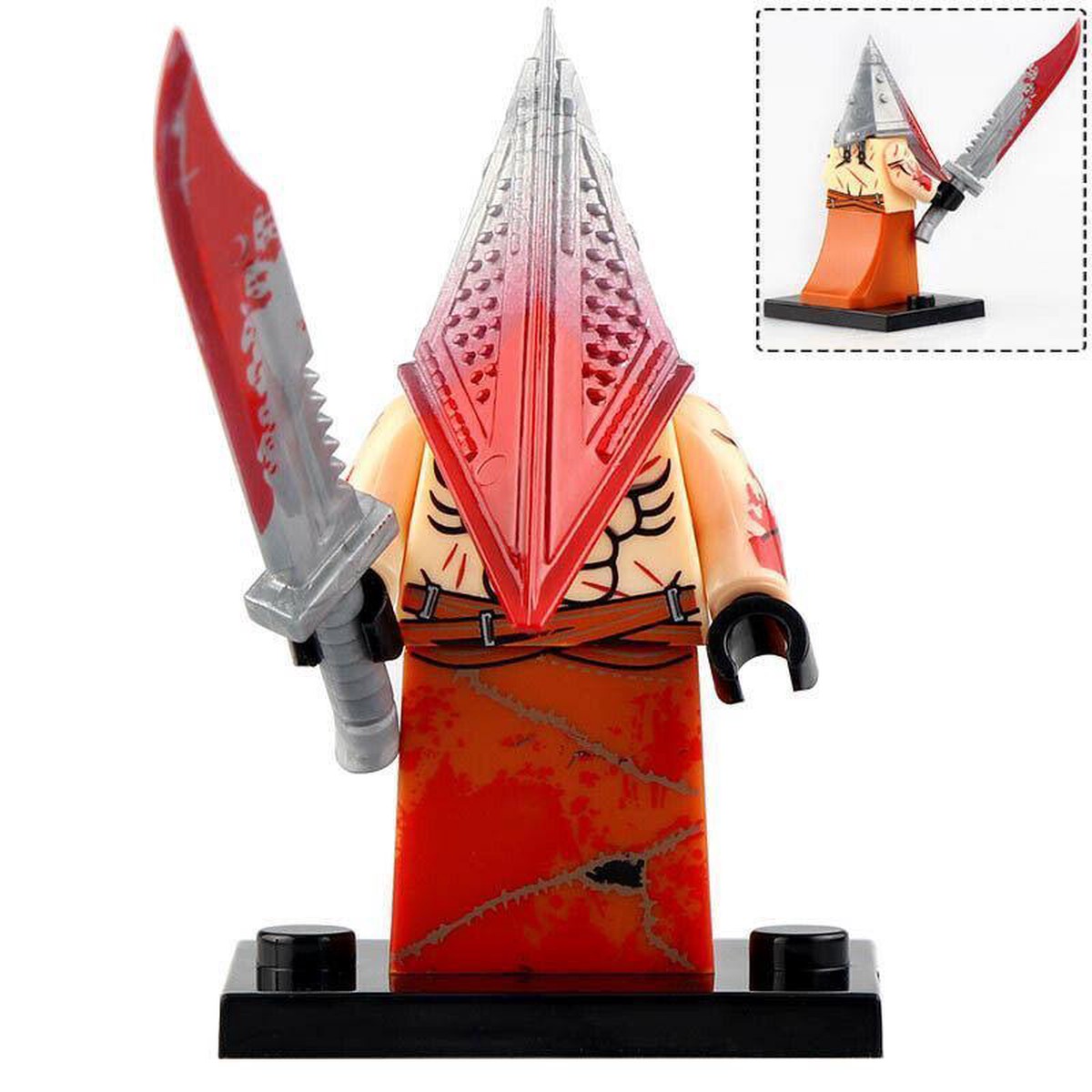Red Pyramid Head Silent Hill Minifigure Custom Horror Toys