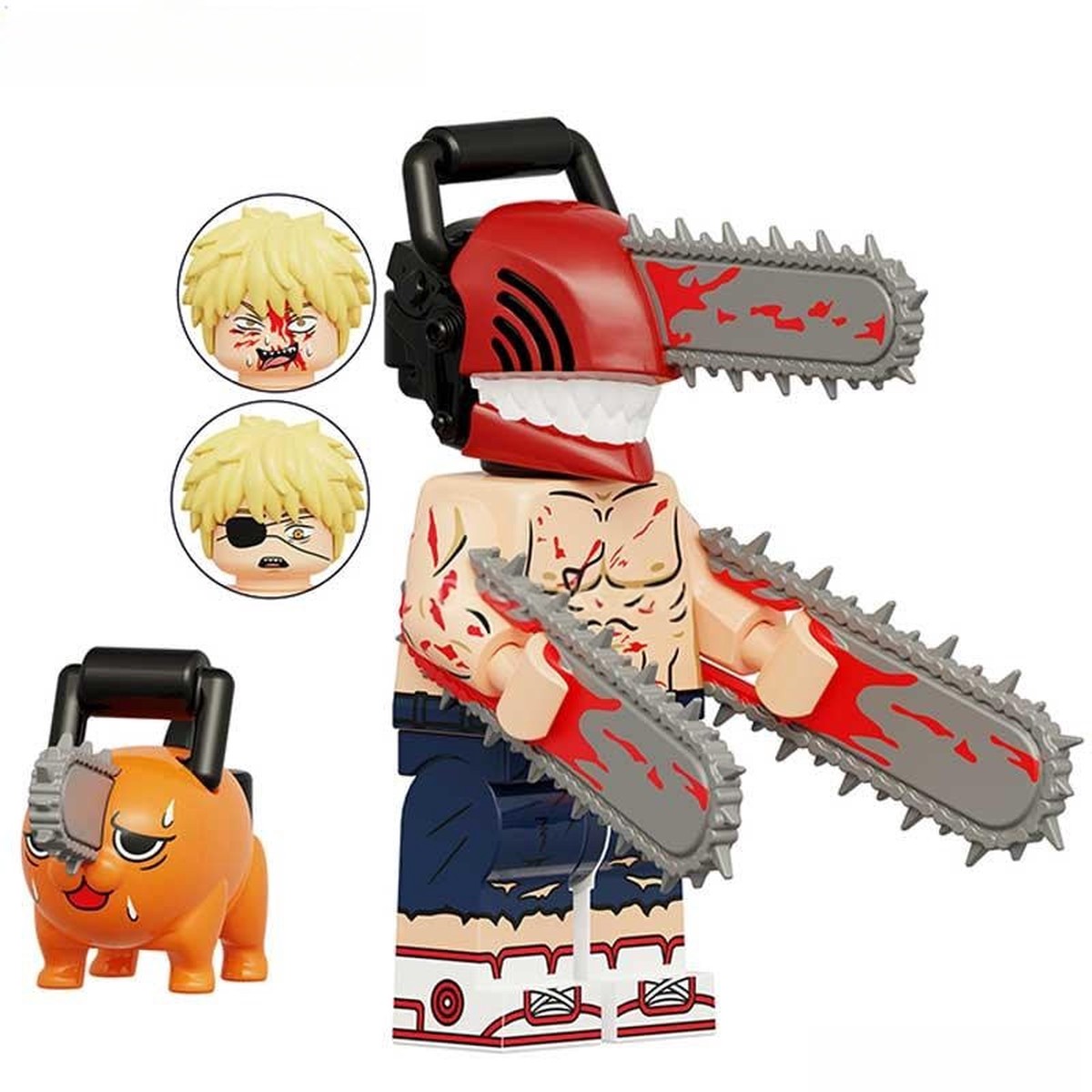 Chainsaw Man Denji No Shirt & Pochita Minifigure Compatible Anime Collectible Set