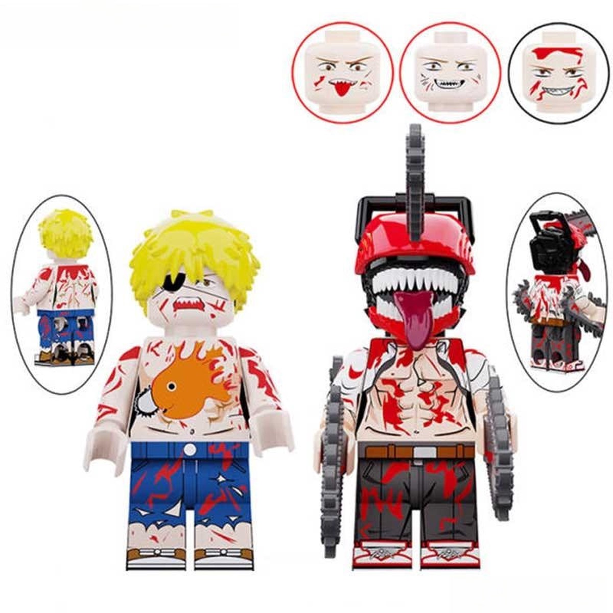Chainsaw Man Denji Set of 2 Lego Anime Minifigures Compatible Custom Toys