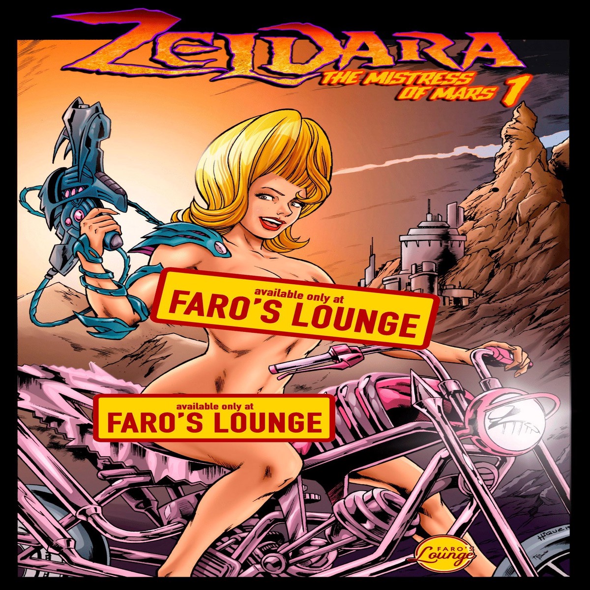 Zeldara: The Mistress of Mars #1 Sui-Cycle Topless Joyride Cover | Faro’s Lounge