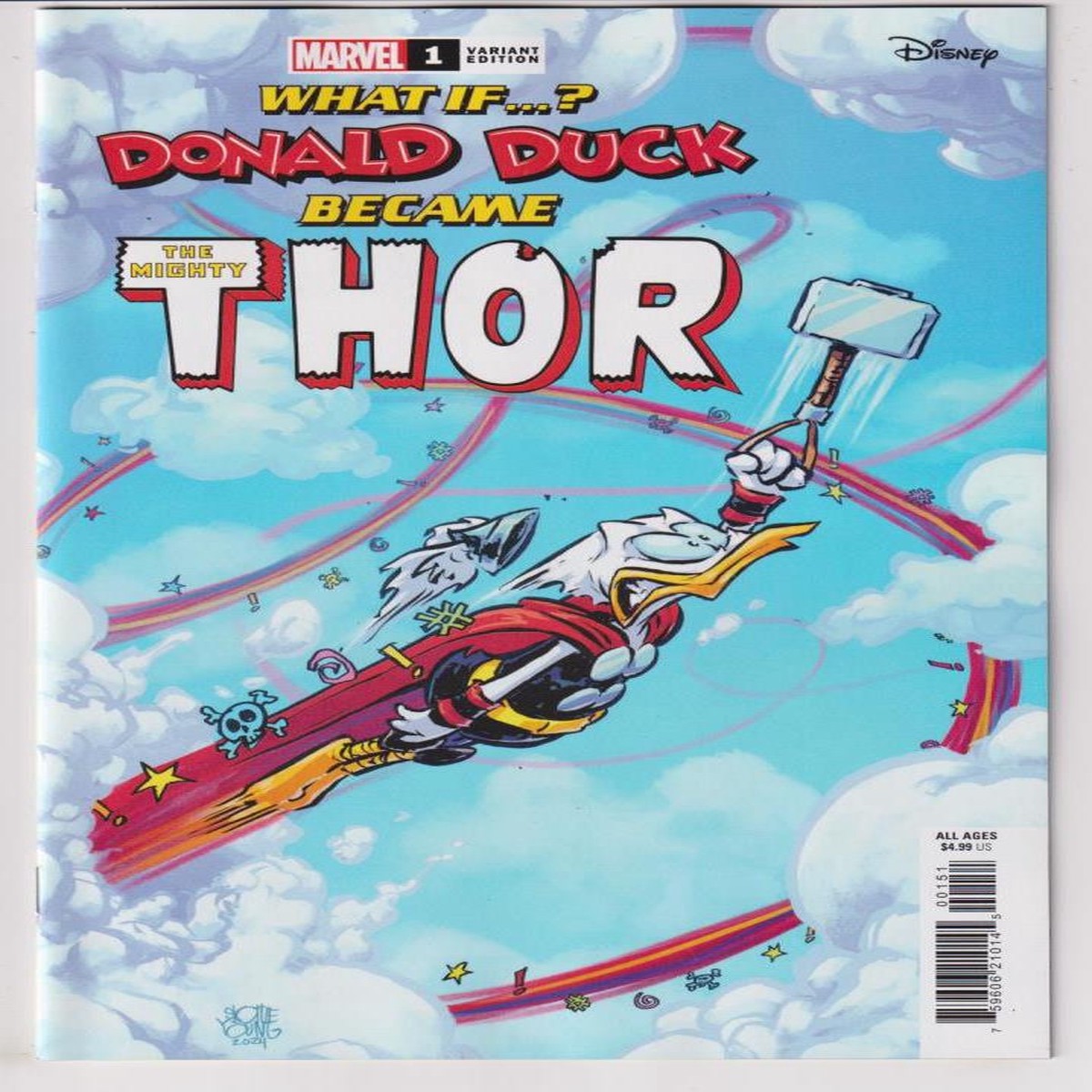WHAT IF DONALD DUCK BECAME THOR #1 SKOTTIE YOUNG VAR (MARVEL 2024) "NEW UNREAD"