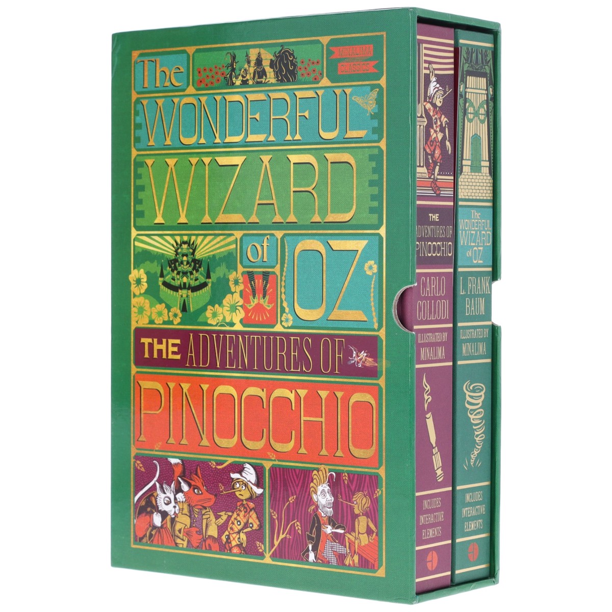 The Wonderful Wizard of Oz & The Adventures of Pinocchio (MinaLima Edition) by L. Frank Baum & Carlo Collodi 2 Books Box Set - Fiction - Hardback (Illustrated with Interactive Elements)