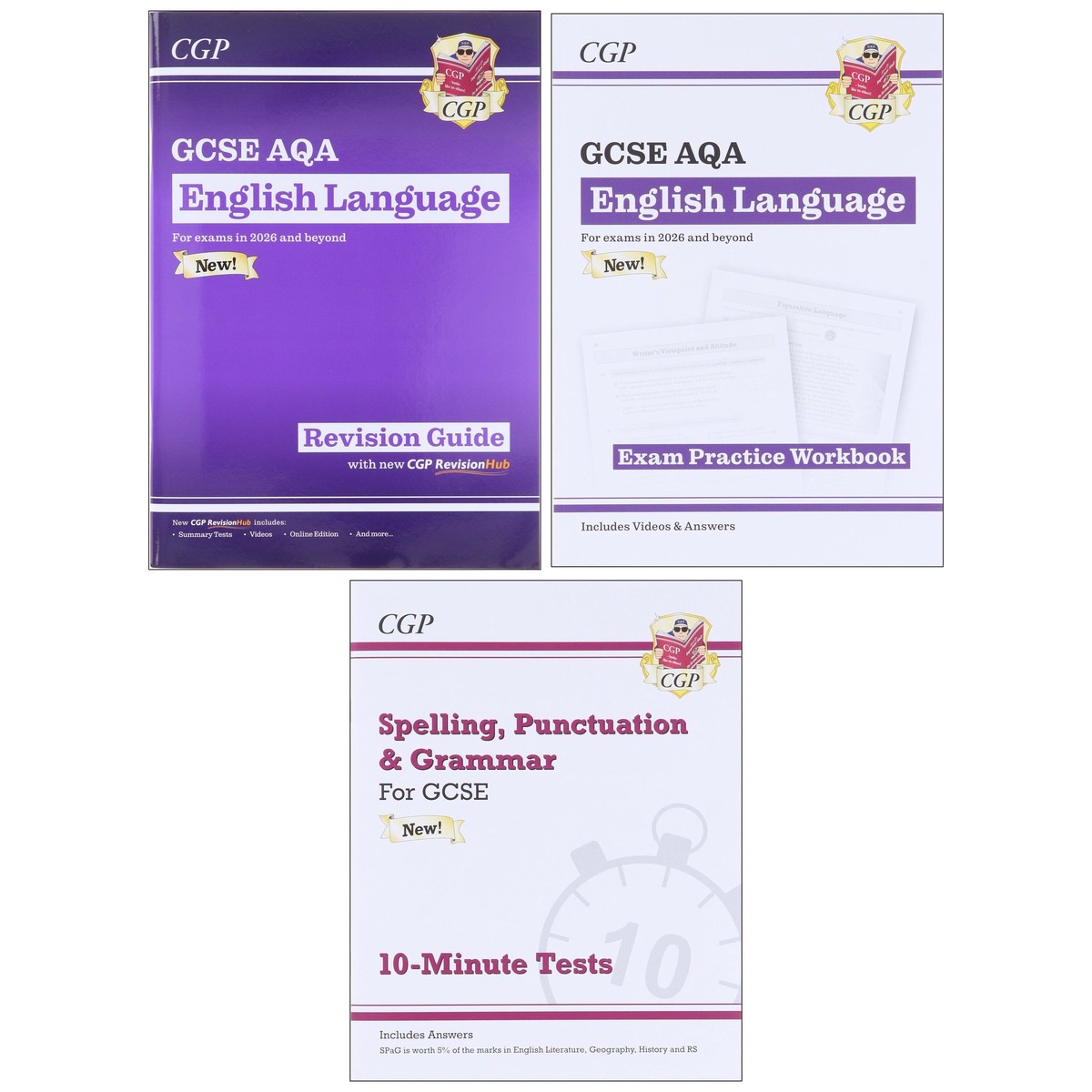 CGP GCSE AQA English Language Bundle: For Exams in 2026 and Beyond (Includes Videos & Answers) 3 Books Set – Paperback