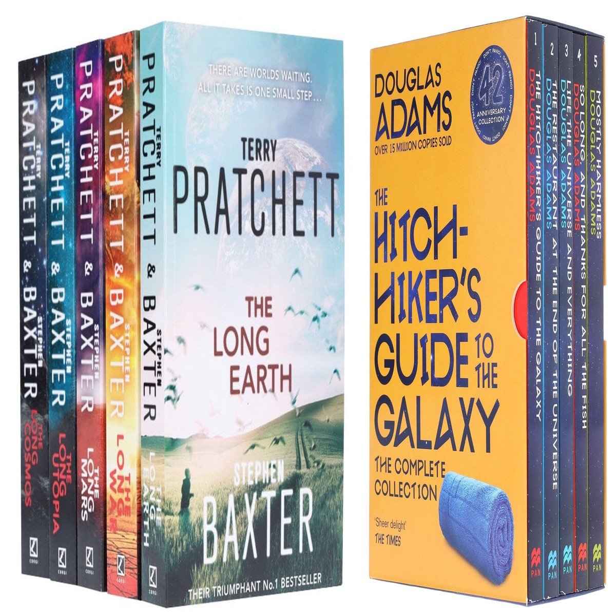 The Hitchhiker's Guide to the Galaxy & The Long Earth Bundle 10 Books Collection Set - Fiction - Paperback (Fathers Day Pick 1)